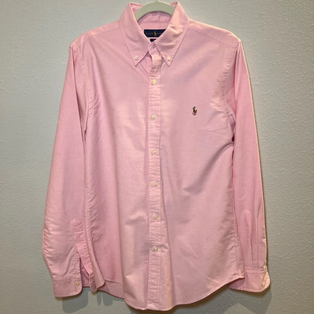 Polo Ralph Lauren Slim Fit Stretch Oxford Pink Shirt Size M - Picture 13 of 14